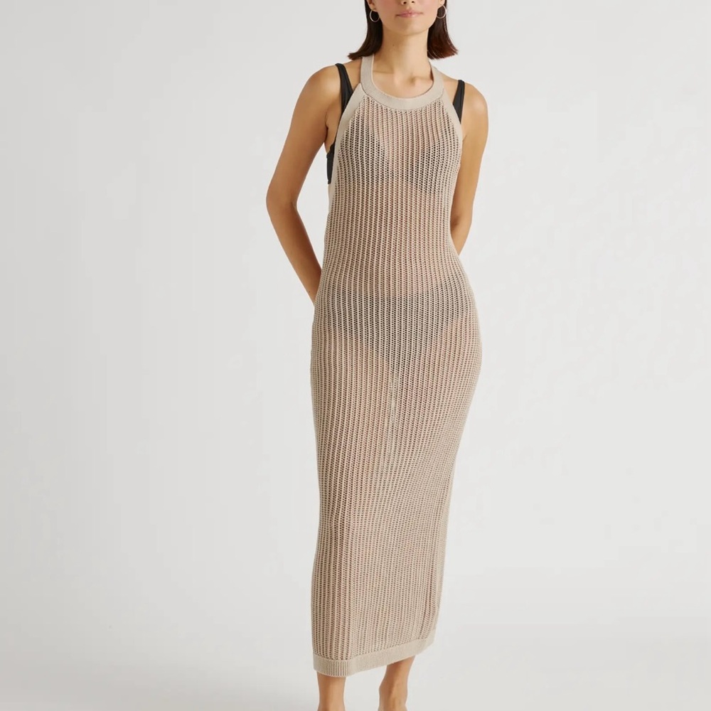 100% Organic Cotton Open-Knit Cover Up Maxi Dress